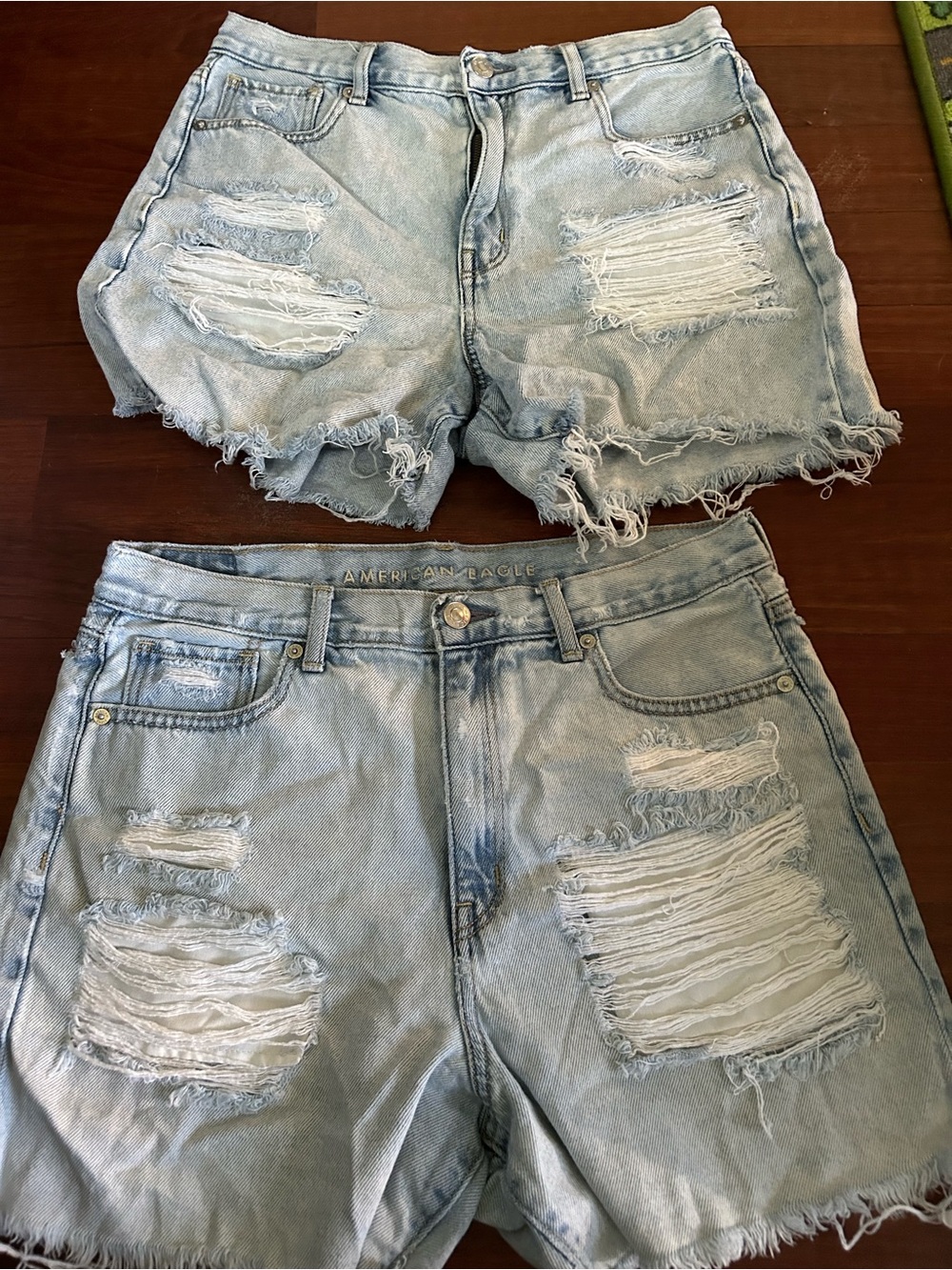 American Eagle Outfitters Light Blue Distressed Denim Shorts